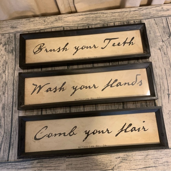 Pottery Barn New Bathroom Wall Art Wash Your Hands Comb Your Hair Brush Teeth - Picture 6 of 12